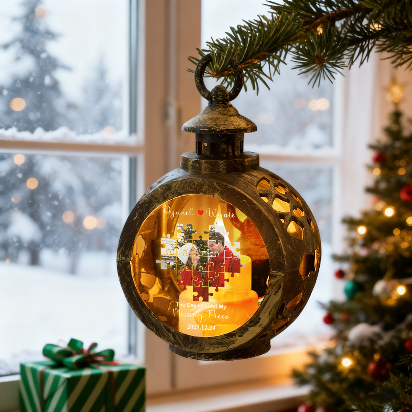 Custom Heart Lantern Beside You Photos Personalized Love Gifts for Boyfriend Husband - MyPhotoSocksAu