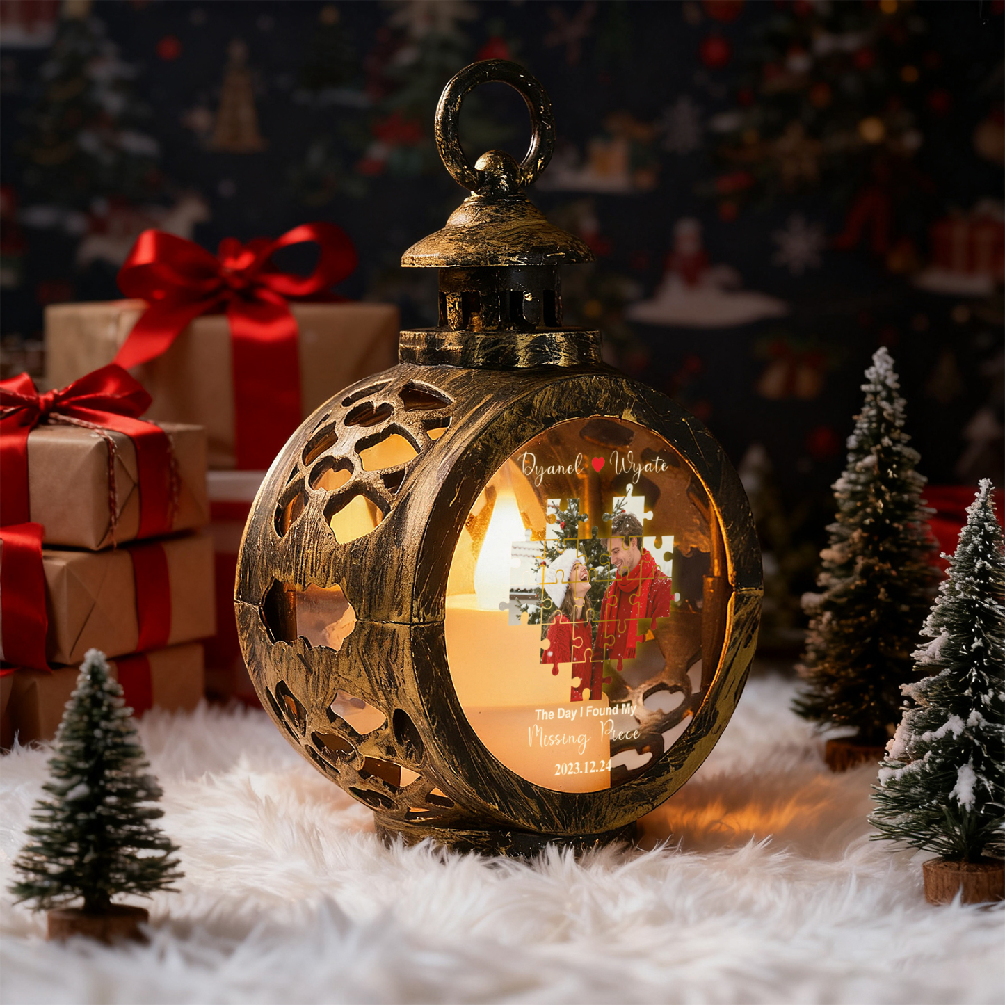 Custom Heart Lantern Beside You Photos Personalized Love Gifts for Boyfriend Husband - MyPhotoSocksAu