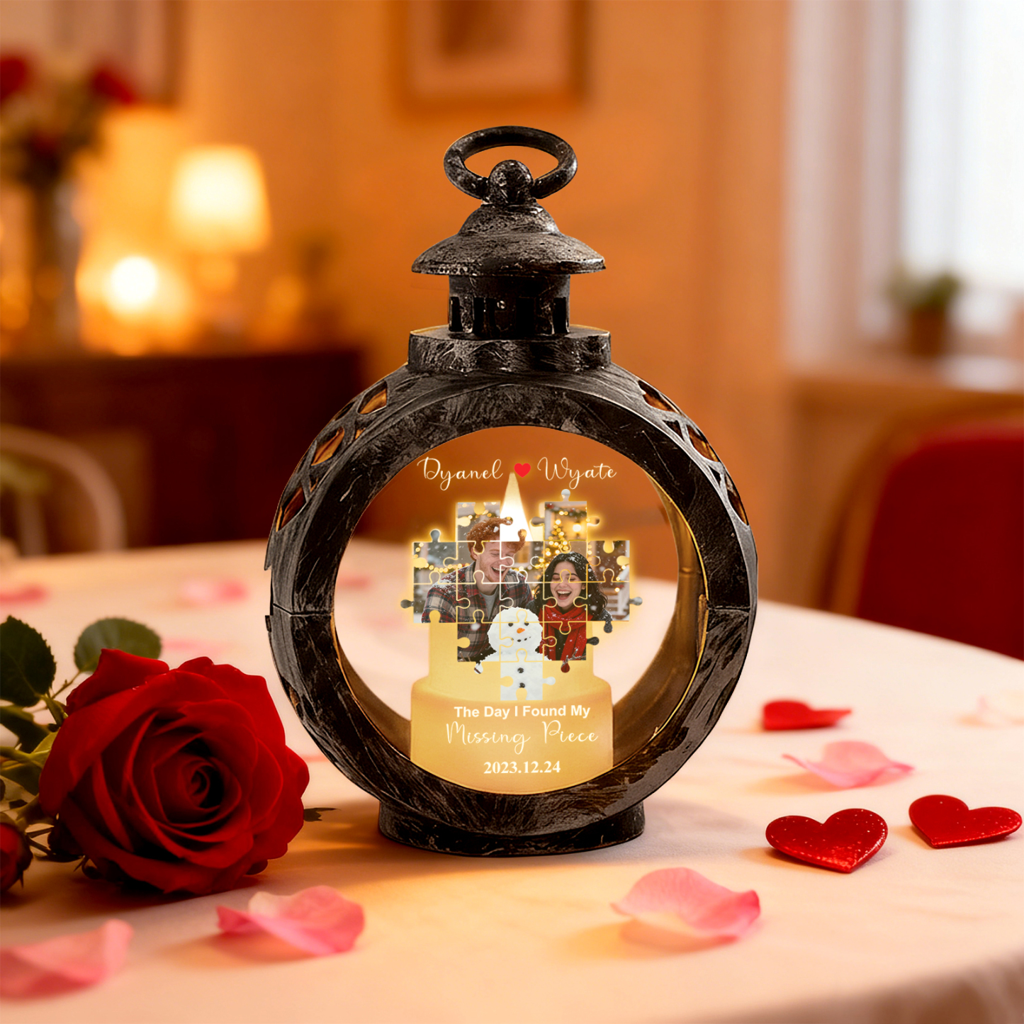 Custom Heart Lantern Beside You Photos Personalized Love Gifts for Boyfriend Husband - MyPhotoSocksAu