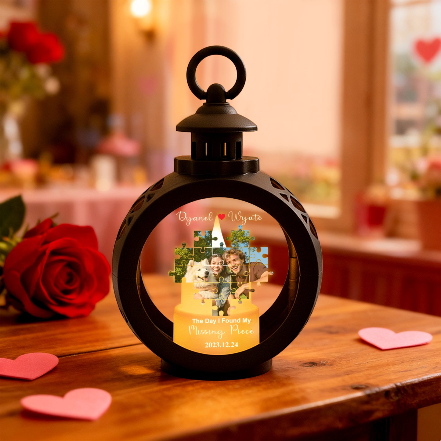 Custom Heart Lantern Beside You Photos Personalized Love Gifts for Boyfriend Husband - MyPhotoSocksAu