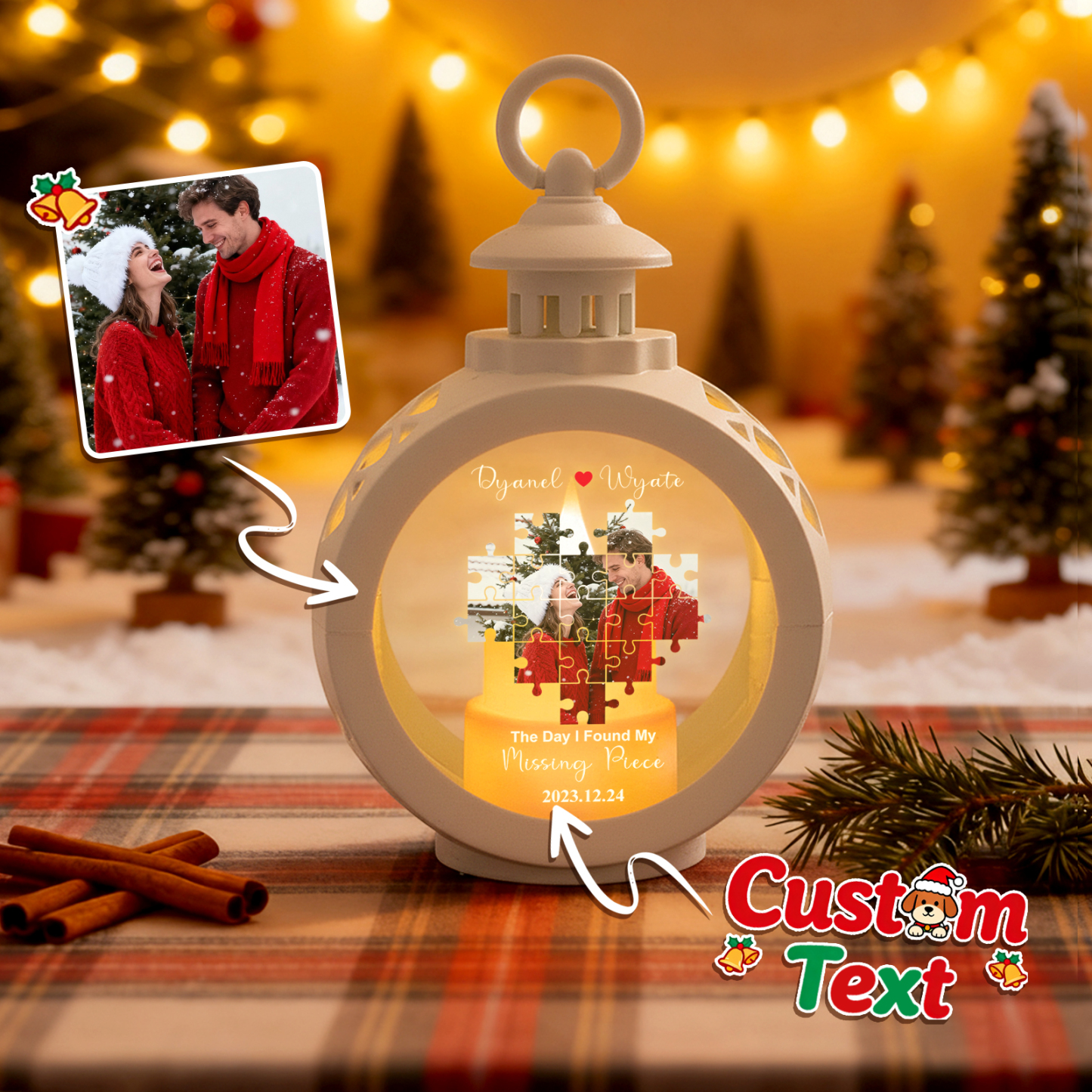 Custom Heart Lantern Beside You Photos Personalized Love Gifts for Boyfriend Husband - MyPhotoSocksAu