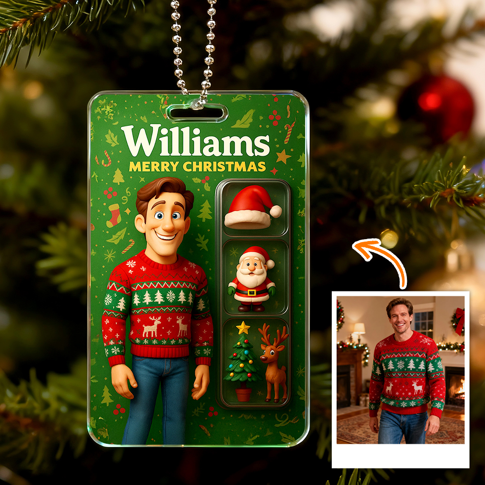 Custom Action Figure Pack Packaging Toy Box Style Art Gift Personalized Acrylic Car Hanger Gift for Mother 2D Printed Flat Design