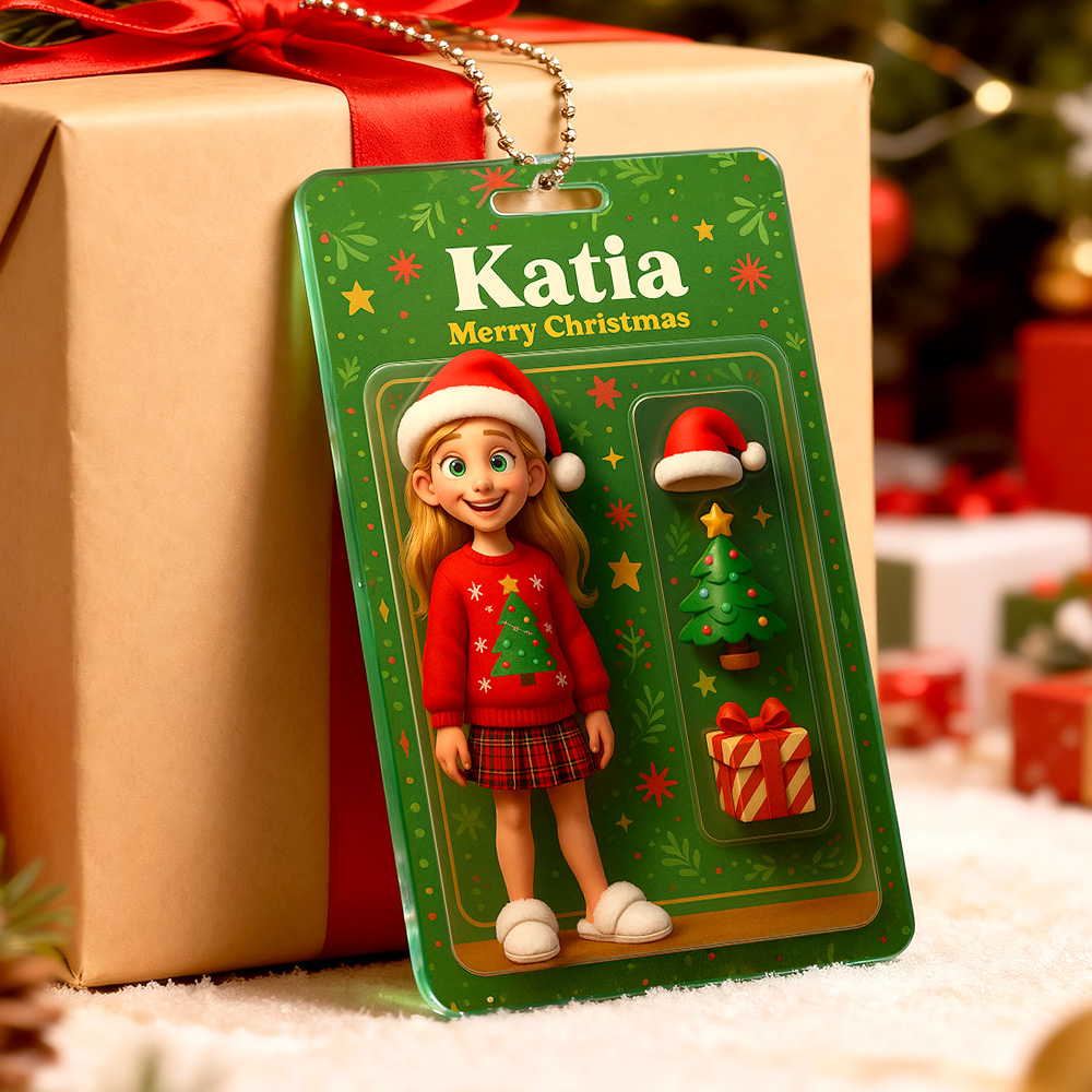 Custom Action Figure Pack Packaging Toy Box Style Art Gift Personalized Acrylic Car Hanger Gift for Mother 2D Printed Flat Design