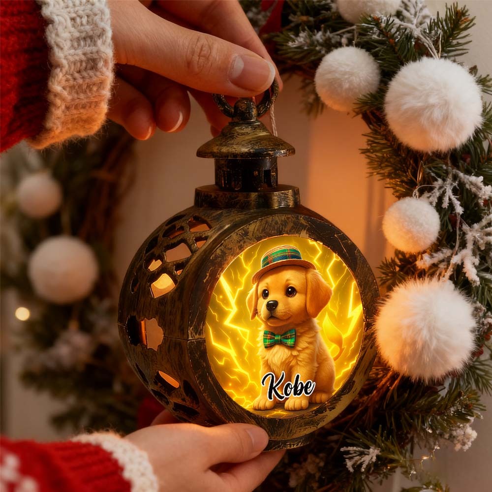 Custom Pet Photo Multiple Effects Available Lantern Ornament Personalized Custom 3D Effect Christmas Lantern - MyPhotoSocksAu