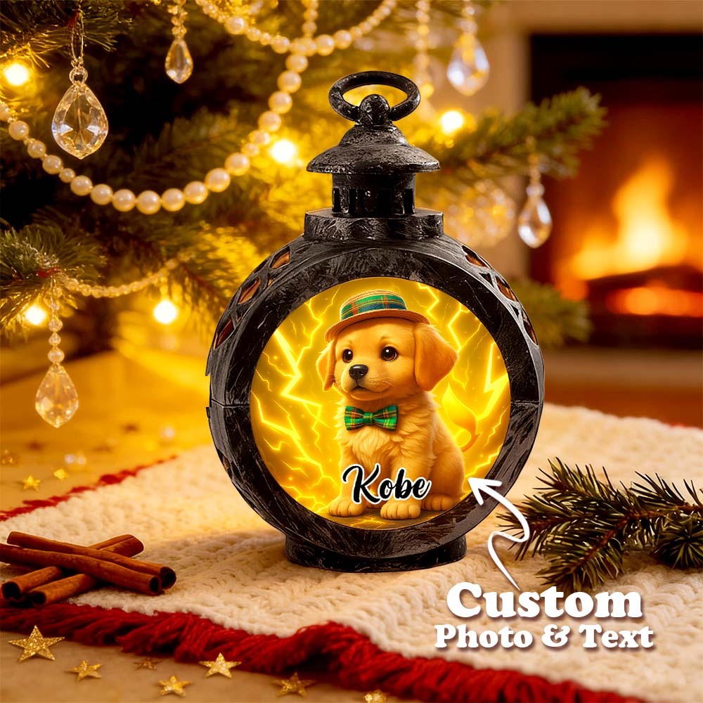 Custom Pet Photo Multiple Effects Available Lantern Ornament Personalized Custom 3D Effect Christmas Lantern - MyPhotoSocksAu