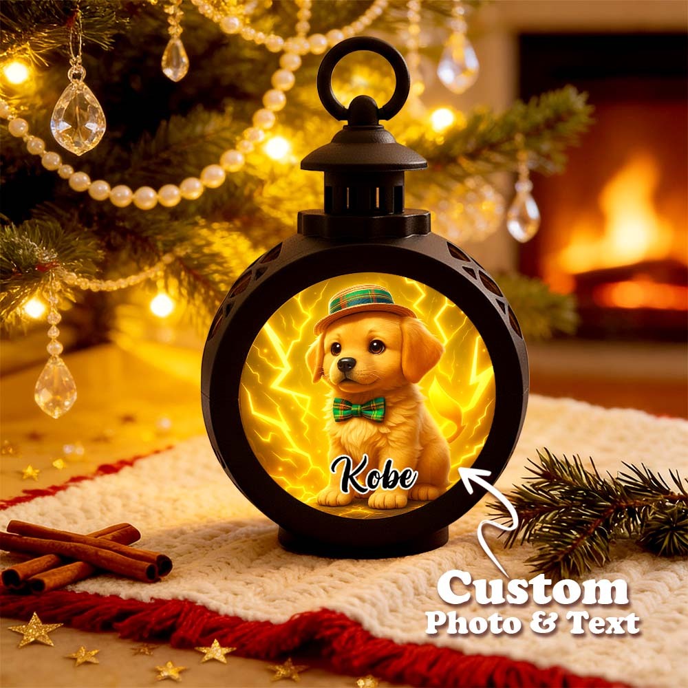 Custom Pet Photo Multiple Effects Available Lantern Ornament Personalized Custom 3D Effect Christmas Lantern - MyPhotoSocksAu