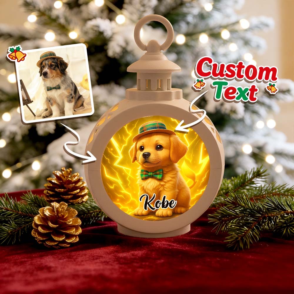 Custom Pet Photo Multiple Effects Available Lantern Ornament Personalized Custom 3D Effect Christmas Lantern - MyPhotoSocksAu