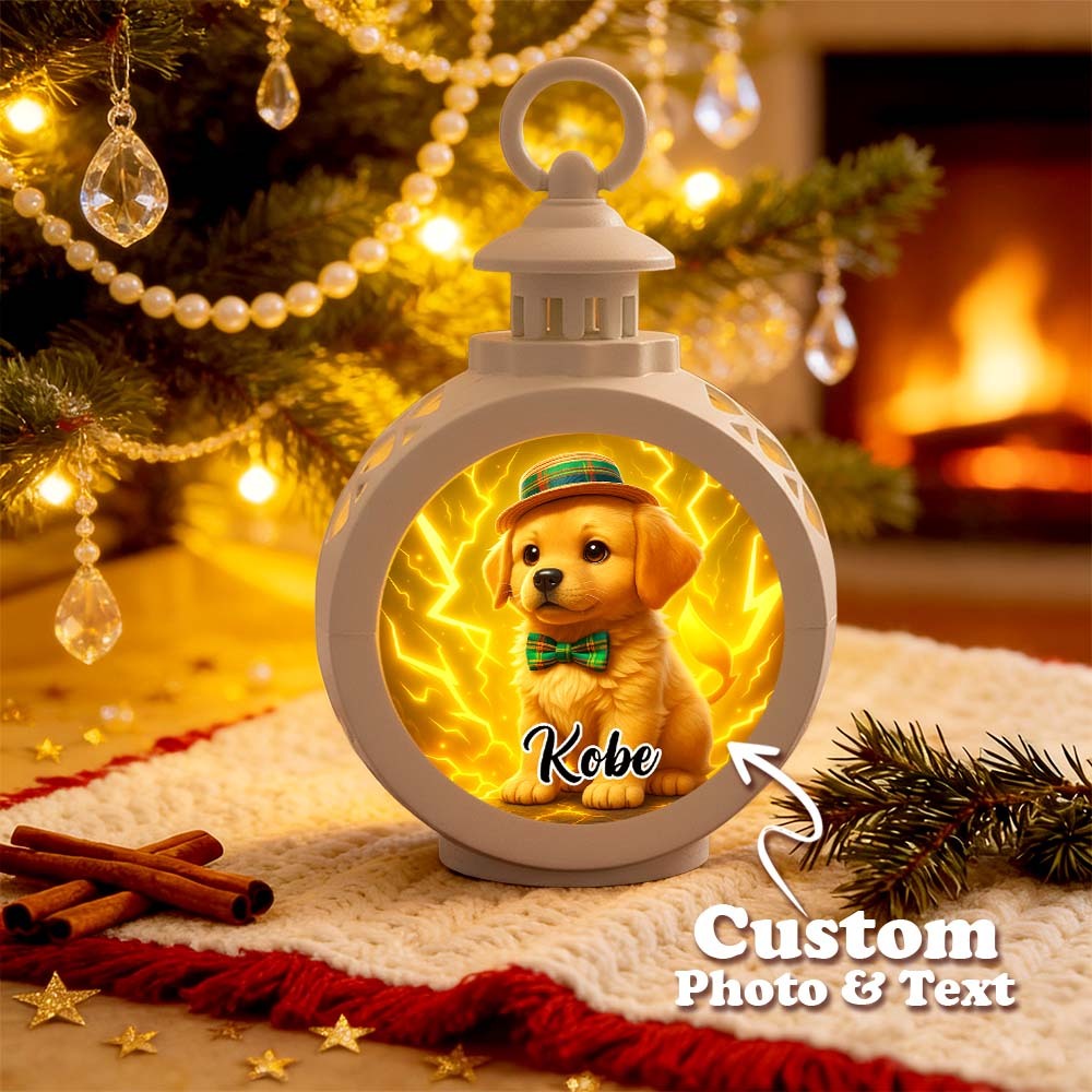 Custom Pet Photo Multiple Effects Available Lantern Ornament Personalized Custom 3D Effect Christmas Lantern - MyPhotoSocksAu