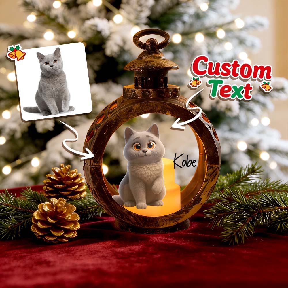 Custom Pet Photo Multiple Effects Available Lantern Ornament Personalized Custom 3D Effect Christmas Lantern - MyPhotoSocksAu