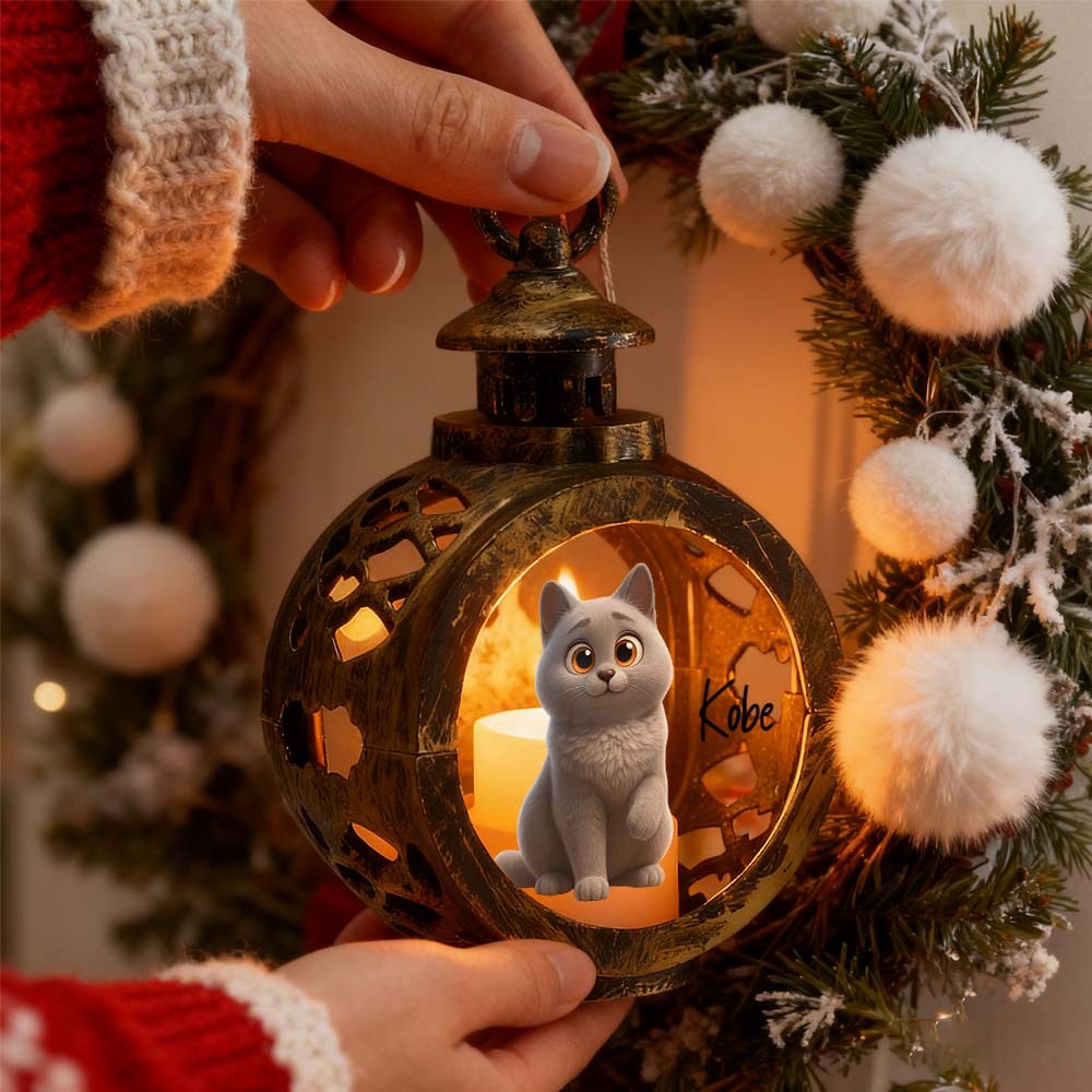 Custom Pet Photo Multiple Effects Available Lantern Ornament Personalized Custom 3D Effect Christmas Lantern - MyPhotoSocksAu