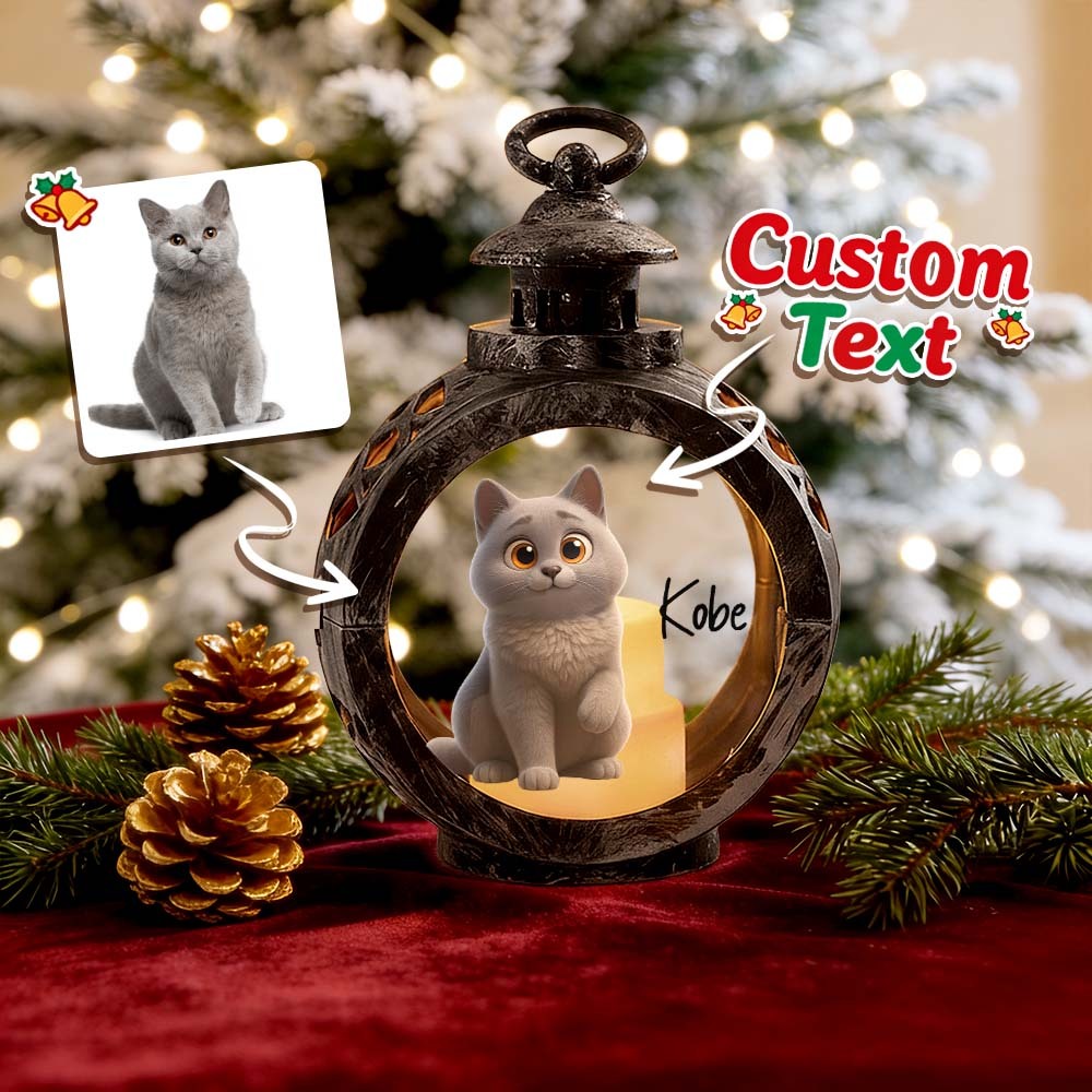 Custom Pet Photo Multiple Effects Available Lantern Ornament Personalized Custom 3D Effect Christmas Lantern - MyPhotoSocksAu