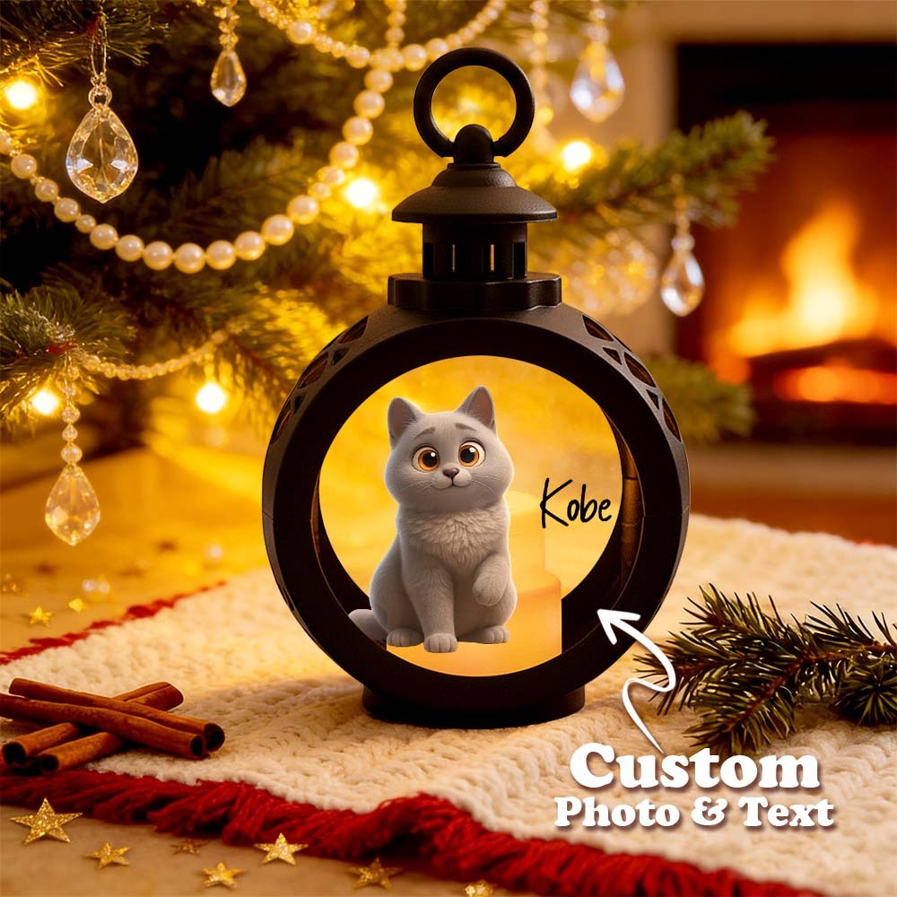 Custom Pet Photo Multiple Effects Available Lantern Ornament Personalized Custom 3D Effect Christmas Lantern - MyPhotoSocksAu