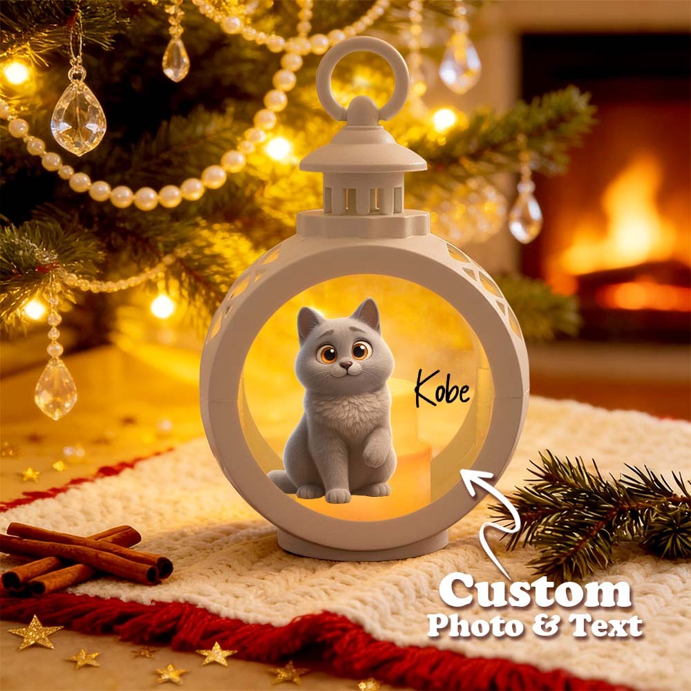 Custom Pet Photo Multiple Effects Available Lantern Ornament Personalized Custom 3D Effect Christmas Lantern - MyPhotoSocksAu