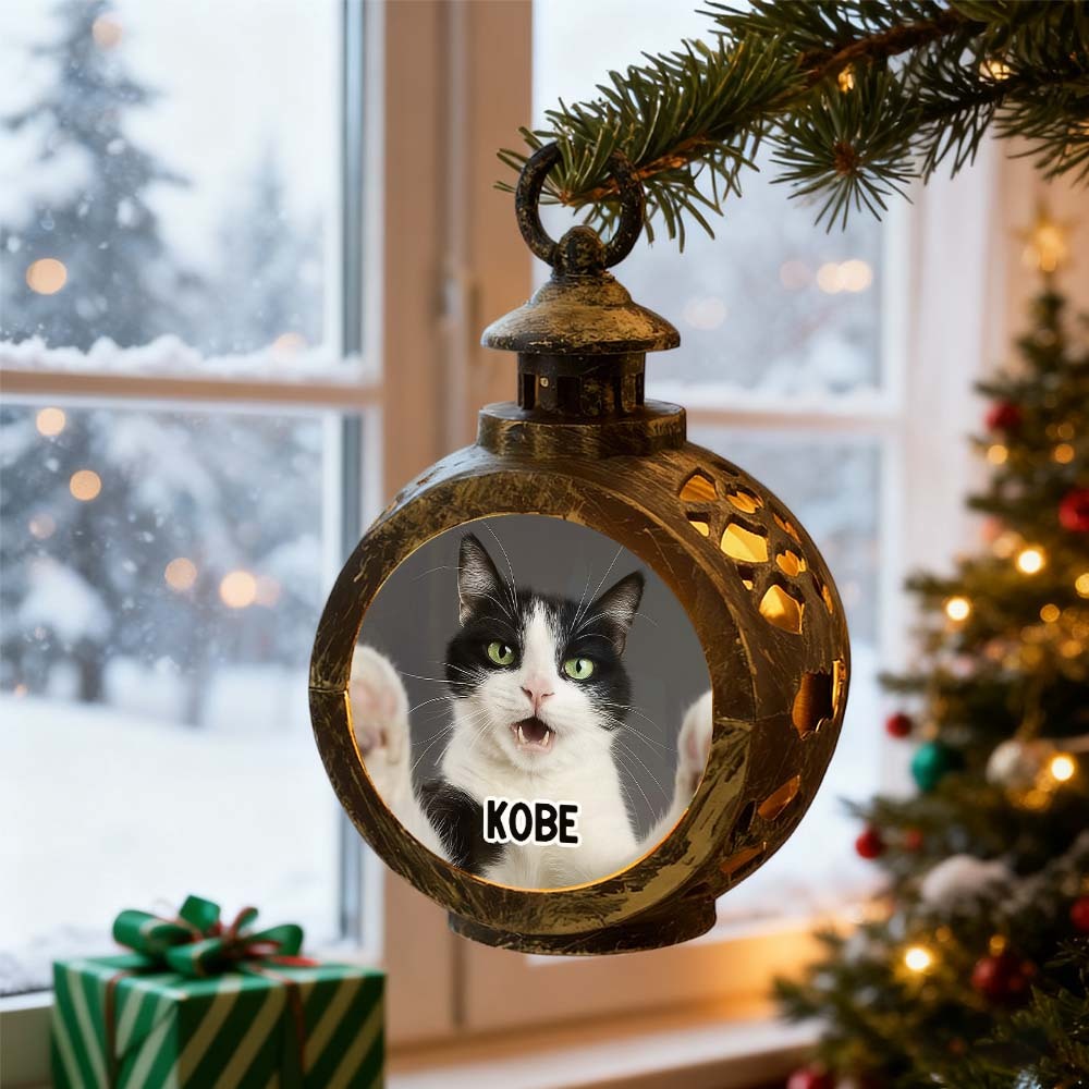 Custom Pet Photo Multiple Effects Available Lantern Ornament Personalized Custom 3D Effect Christmas Lantern - MyPhotoSocksAu