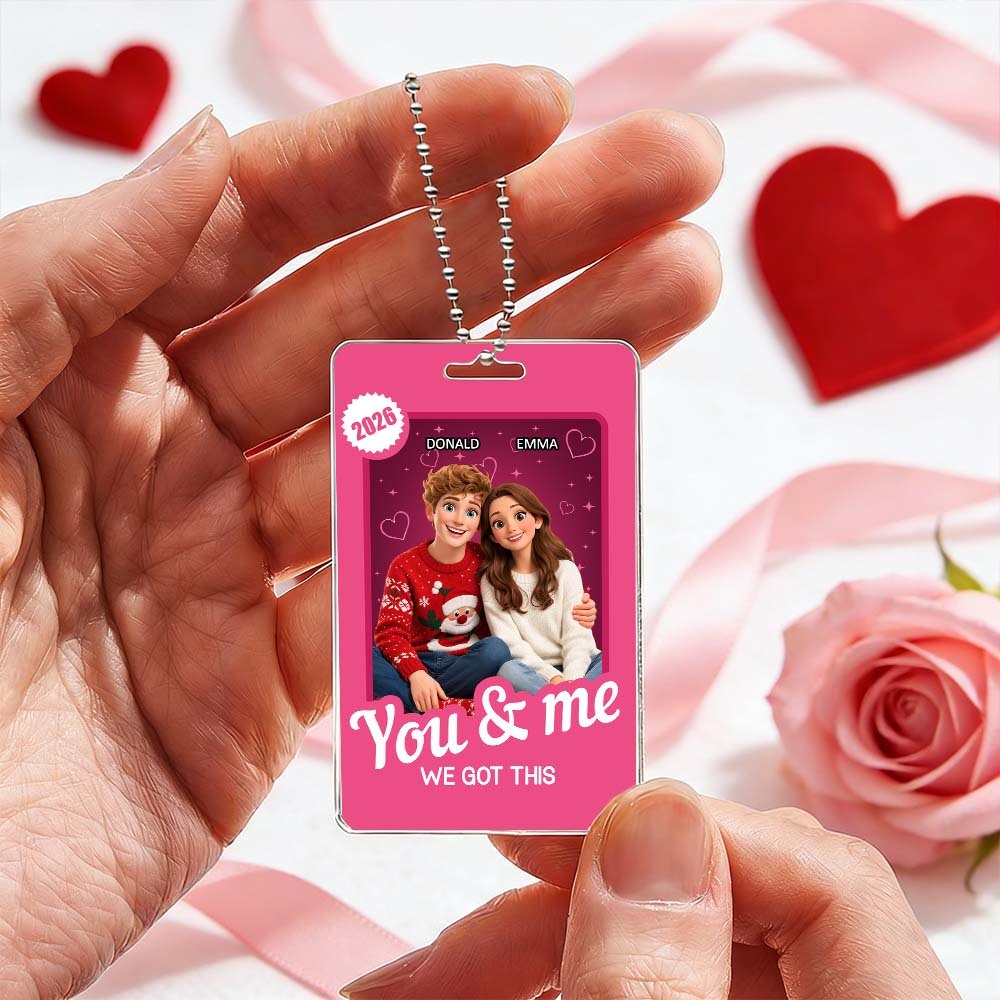 Valentine's Day Gifts Custom Acrylic Car Hanger Style Art Gift Personalized Acrylic Car Hanger Gift for Lover 2D Printed Flat Design - MyPhotoSocksAu