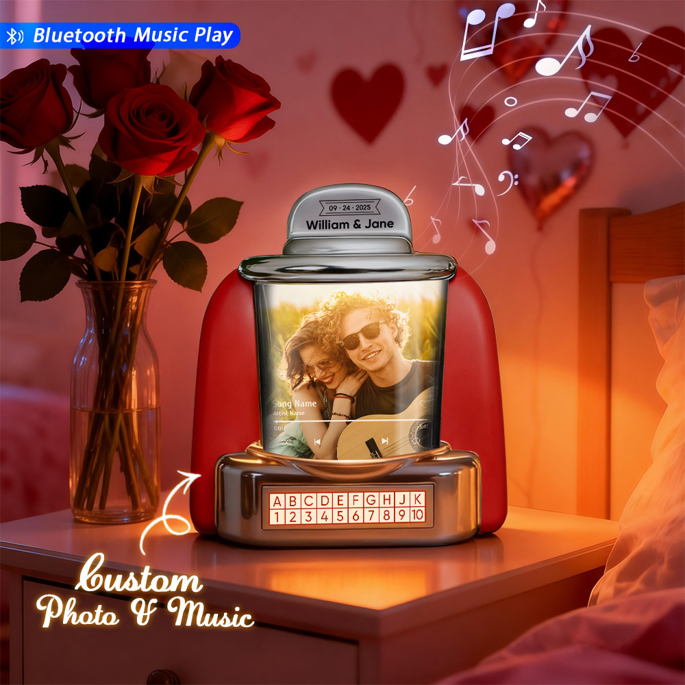 Personalized Mini Jukebox with Lover Photo & Bluetooth Music Player –  Custom Jukebox Gift for Couples, Romantic Moments, Anniversaries Valentine's Day & Home Decor - MyPhotoSocksAu