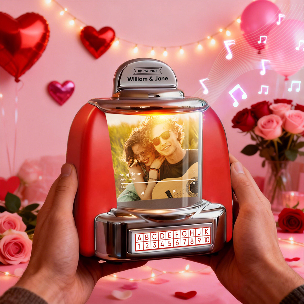 Personalized Mini Jukebox with Lover Photo & Bluetooth Music Player –  Custom Jukebox Gift for Couples, Romantic Moments, Anniversaries Valentine's Day & Home Decor - MyPhotoSocksAu