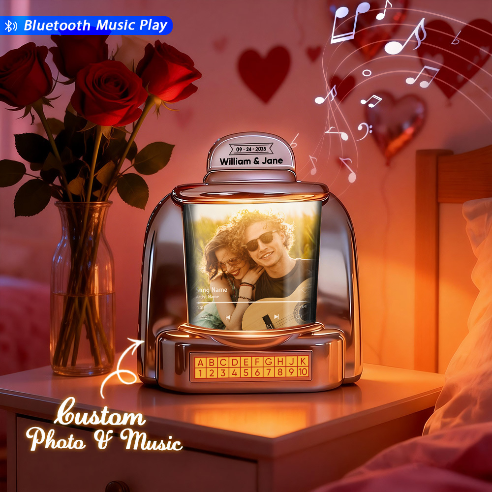 Personalized Mini Jukebox with Lover Photo & Bluetooth Music Player –  Custom Jukebox Gift for Couples, Romantic Moments, Anniversaries Valentine's Day & Home Decor - MyPhotoSocksAu