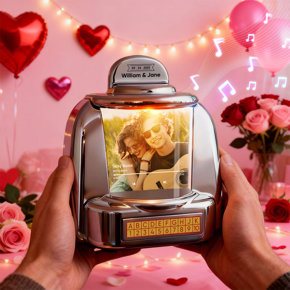 Personalized Mini Jukebox with Lover Photo & Bluetooth Music Player –  Custom Jukebox Gift for Couples, Romantic Moments, Anniversaries Valentine's Day & Home Decor - MyPhotoSocksAu