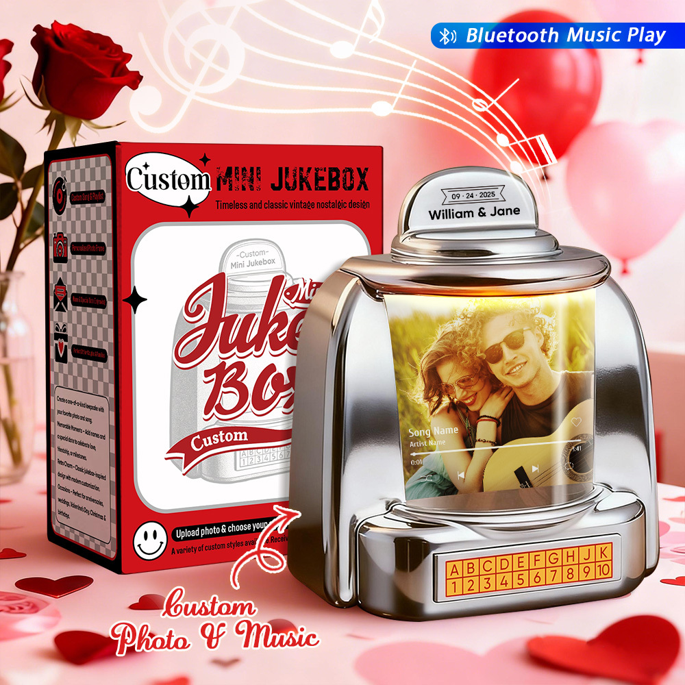 Personalized Mini Jukebox with Lover Photo & Bluetooth Music Player –  Custom Jukebox Gift for Couples, Romantic Moments, Anniversaries Valentine's Day & Home Decor - MyPhotoSocksAu