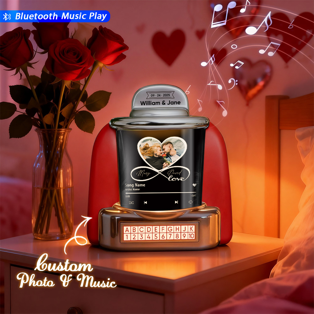 Personalized Mini Jukebox with Infinity Photo & Bluetooth Music Player –  Custom Jukebox Gift for Couples, Romantic Moments, Anniversaries Valentine's Day & Home Decor - MyPhotoSocksAu