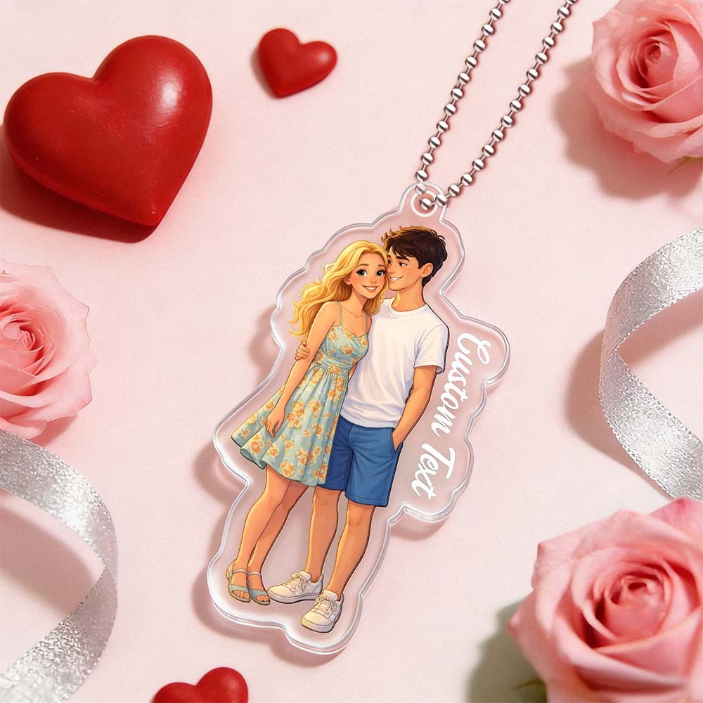 Valentine's Day Gifts Custom Anime Photo Keychain Personalized Acrylic Cartoon Keychain Photo Bag Charm Unique Keepsake Gift For Lover Girlfriend - MyPhotoSocksAu