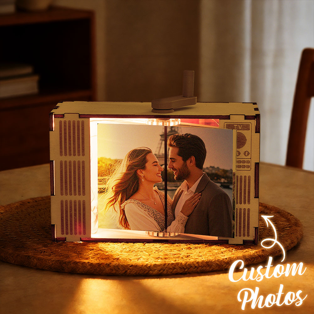 Custom Horizontal Photo Flipbook Frame Animation Machine Mechanical Hand-cranked Music Flipbook Box with Light Valentine's Day Gifts - MyPhotoSocksAu