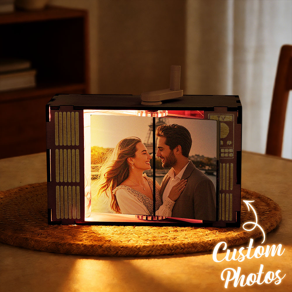 Custom Horizontal Photo Flipbook Frame Animation Machine Mechanical Hand-cranked Music Flipbook Box with Light Valentine's Day Gifts - MyPhotoSocksAu