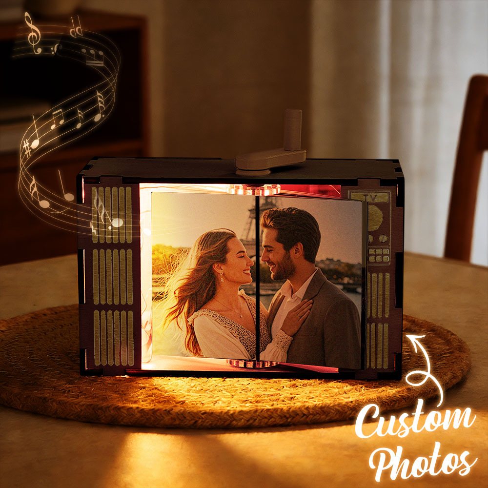 Custom Horizontal Photo Flipbook Frame Animation Machine Mechanical Hand-cranked Music Flipbook Box with Light Valentine's Day Gifts - MyPhotoSocksAu