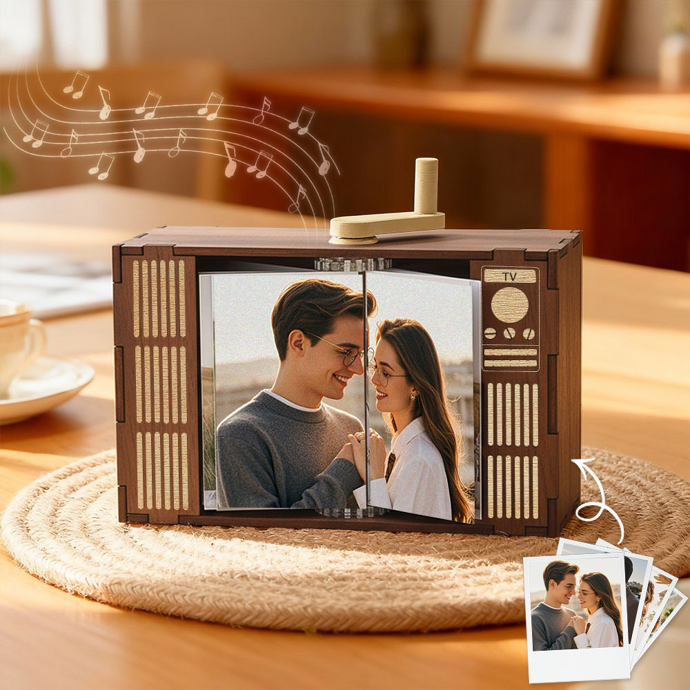 Custom Horizontal Photo Flipbook Frame Animation Machine Mechanical Hand-cranked Music Flipbook Box with Light Valentine's Day Gifts - MyPhotoSocksAu