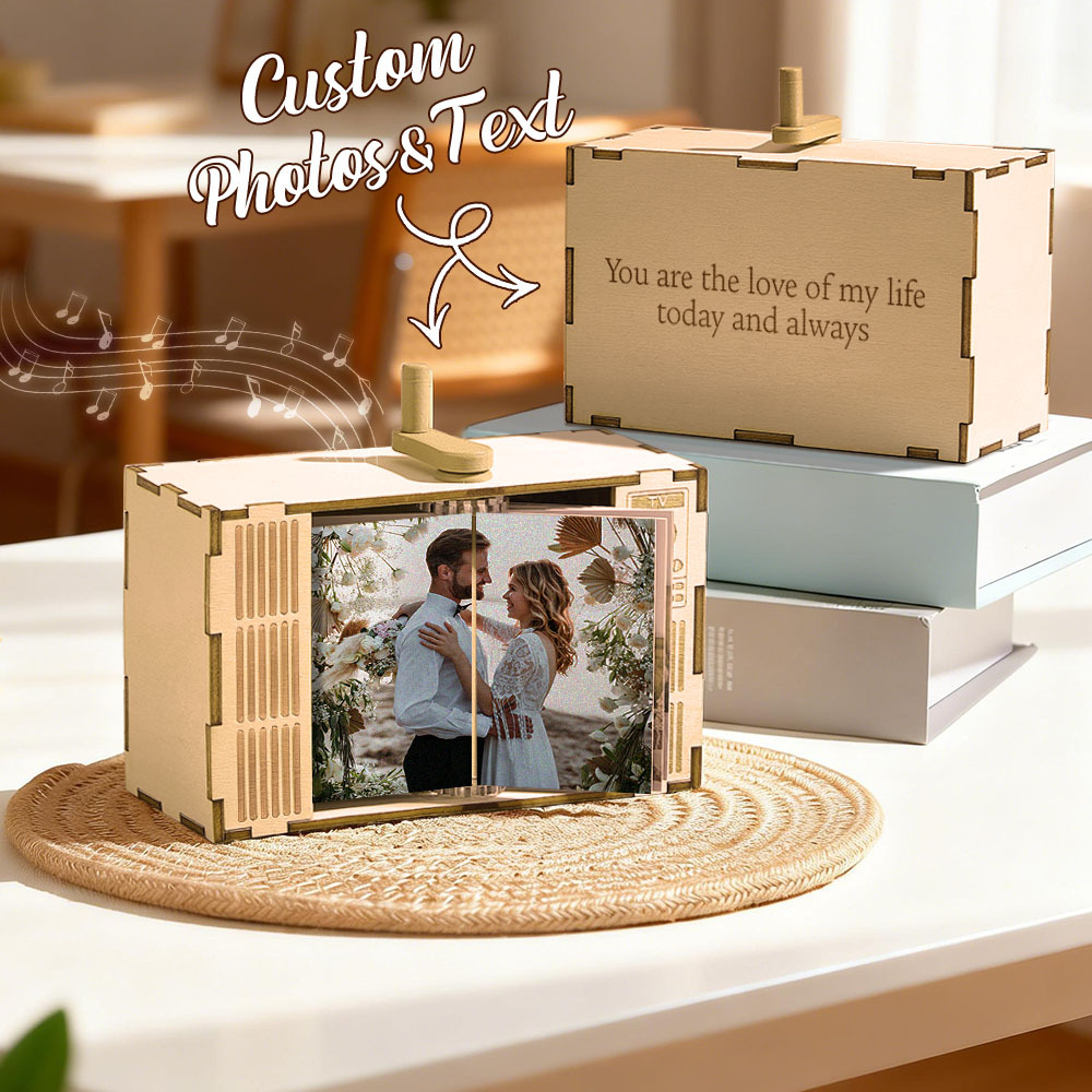 Custom Horizontal Photo Flipbook Frame Animation Machine Mechanical Hand-cranked Music Flipbook Box with Light Valentine's Day Gifts - MyPhotoSocksAu