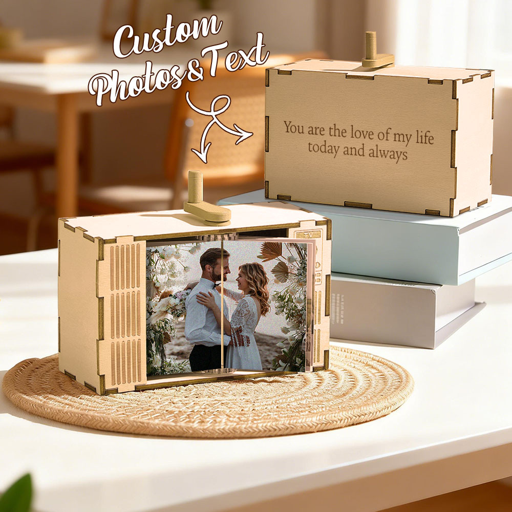 Custom Horizontal Photo Flipbook Frame Animation Machine Mechanical Hand-cranked Music Flipbook Box with Light Valentine's Day Gifts - MyPhotoSocksAu