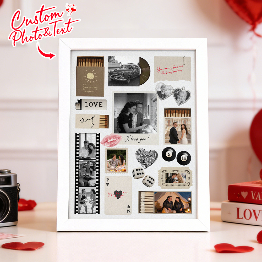 Custom Photo Matchbox Wooden Frame with Your Text Matchbook Poster Print Wall Art Anniversary Gift - MyPhotoSocksAu