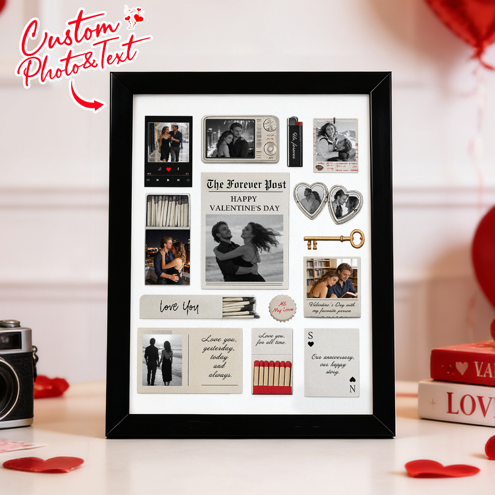 Custom Photo Matchbox Wooden Frame with Your Text Matchbook Poster Print Wall Art Anniversary Gift - MyPhotoSocksAu