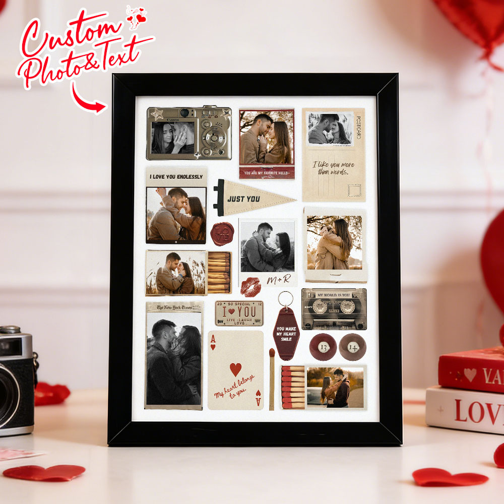 Custom Photo Matchbox Wooden Frame with Your Text Matchbook Poster Print Wall Art Anniversary Gift - MyPhotoSocksAu