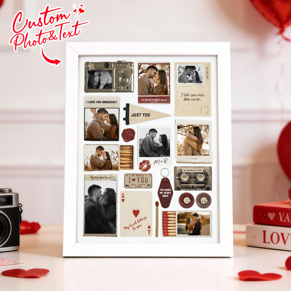 Custom Photo Matchbox Wooden Frame with Your Text Matchbook Poster Print Wall Art Anniversary Gift - MyPhotoSocksAu