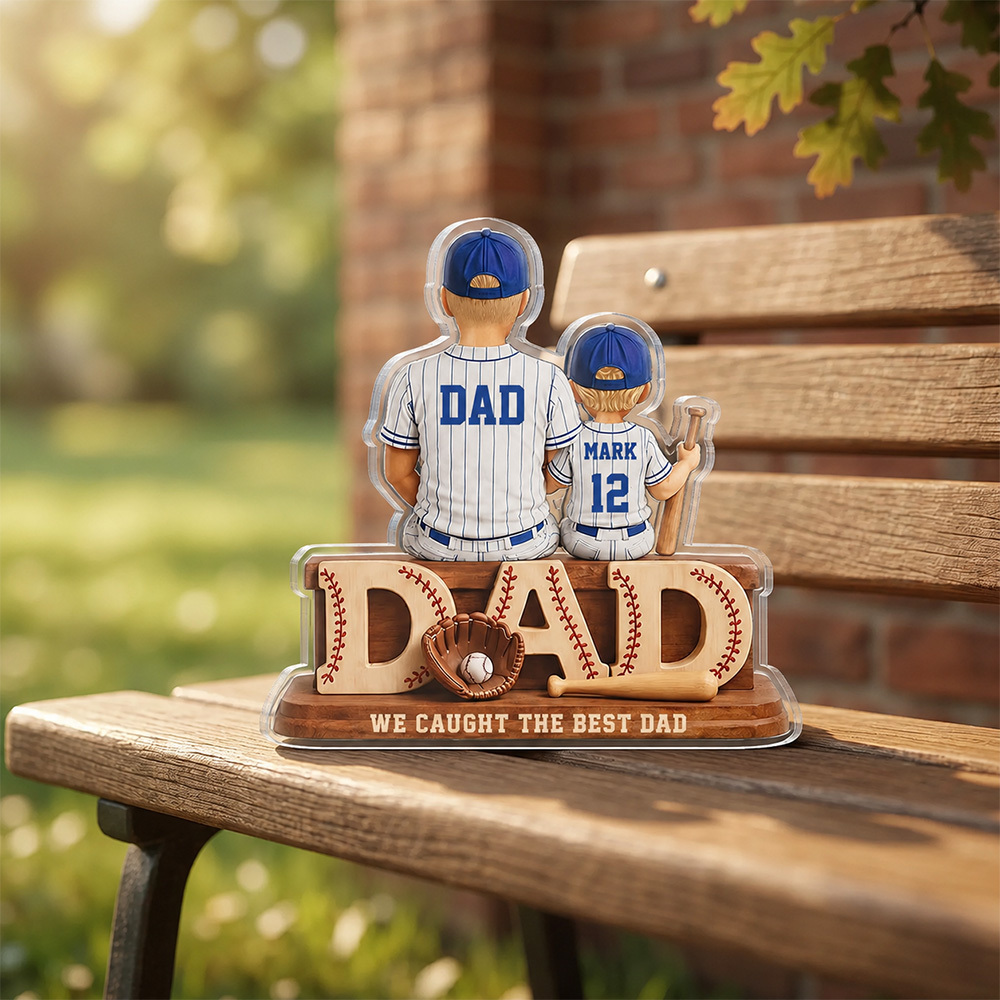 We Caught the Best Dad Baseball, Personalized 2D Acrylic Plaque, Custom Father"s Day Gift for Dad, Gift for Husband, Grandpa, Heartfelt Gift - MyPhotoSocksAu