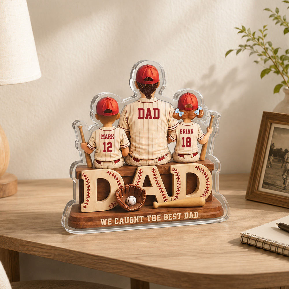 We Caught the Best Dad Baseball, Personalized 2D Acrylic Plaque, Custom Father"s Day Gift for Dad, Gift for Husband, Grandpa, Heartfelt Gift - MyPhotoSocksAu