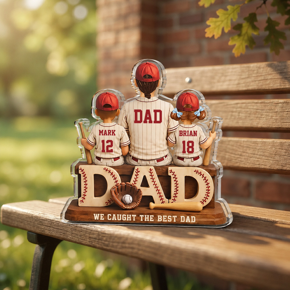 We Caught the Best Dad Baseball, Personalized 2D Acrylic Plaque, Custom Father"s Day Gift for Dad, Gift for Husband, Grandpa, Heartfelt Gift - MyPhotoSocksAu