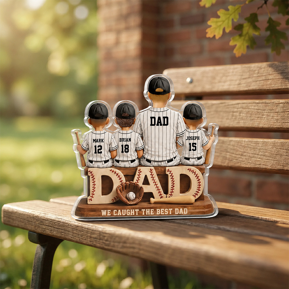 We Caught the Best Dad Baseball, Personalized 2D Acrylic Plaque, Custom Father"s Day Gift for Dad, Gift for Husband, Grandpa, Heartfelt Gift - MyPhotoSocksAu