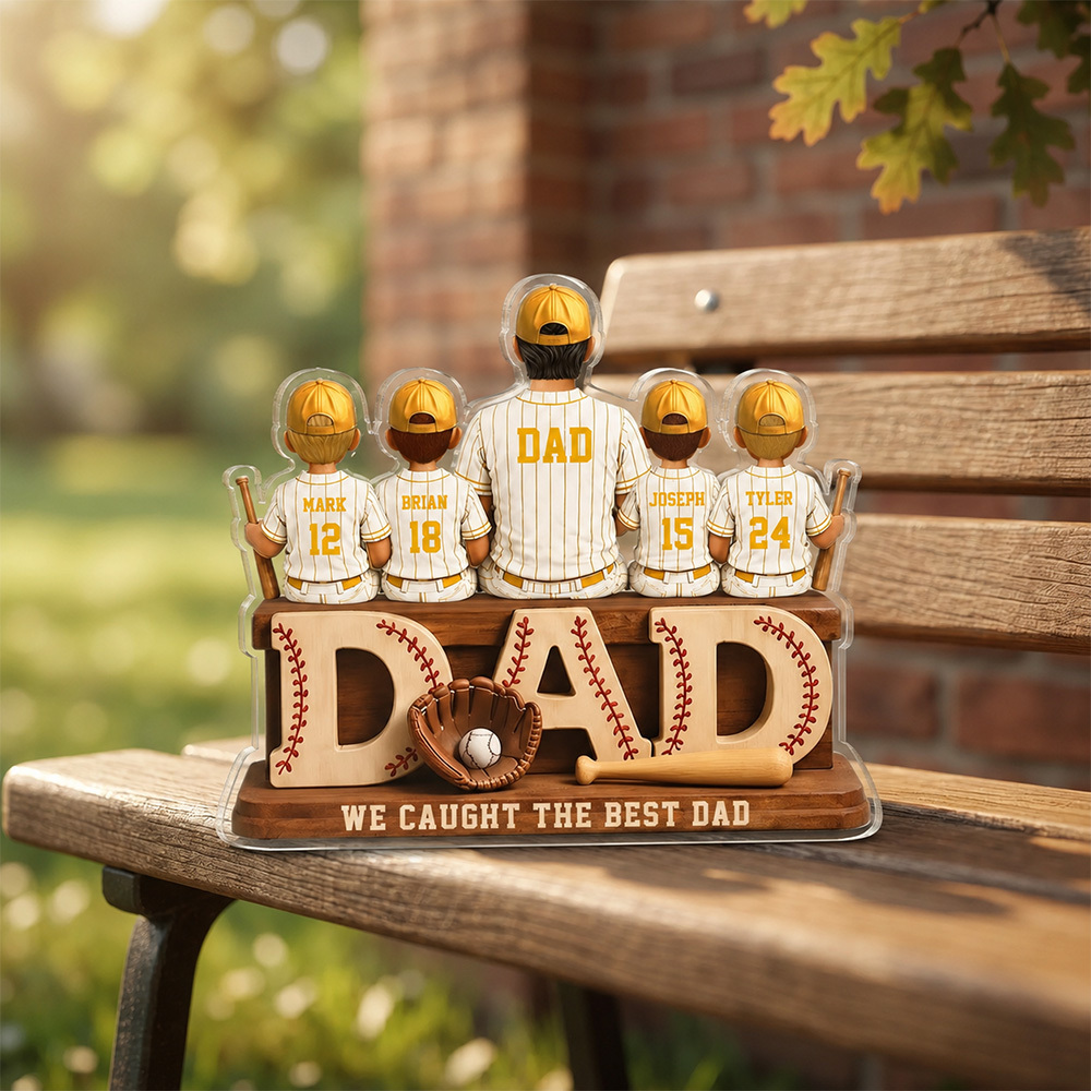 We Caught the Best Dad Baseball, Personalized 2D Acrylic Plaque, Custom Father"s Day Gift for Dad, Gift for Husband, Grandpa, Heartfelt Gift - MyPhotoSocksAu