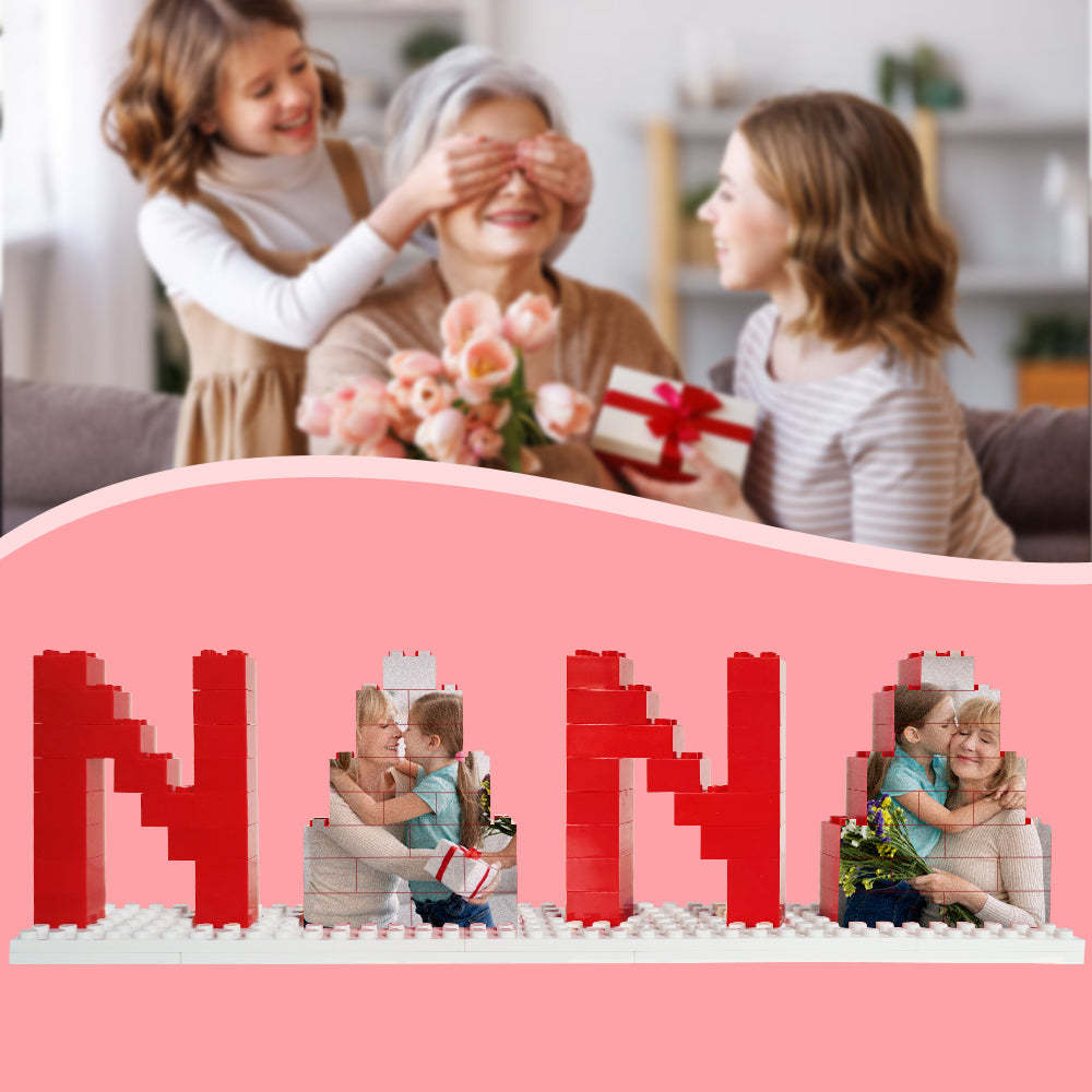 Personalized Nana Photo Building Brick Puzzles Photo Block Mother's Day Gifts - MyPhotoSocksAu