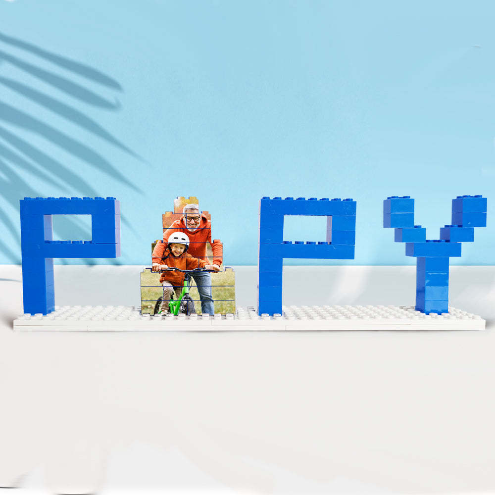 Personalized Papy Photo Building Brick Puzzles Photo Block Father's Day Gifts - MyPhotoSocksAu