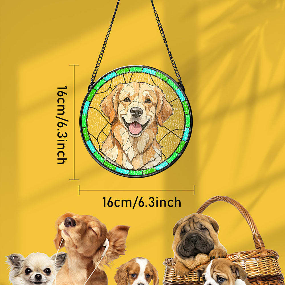 Custom Pet Portrait Art Suncatcher Stained Glass Ornament Dog Memorial Gifts for Pet Lovers - MyPhotoSocksAu