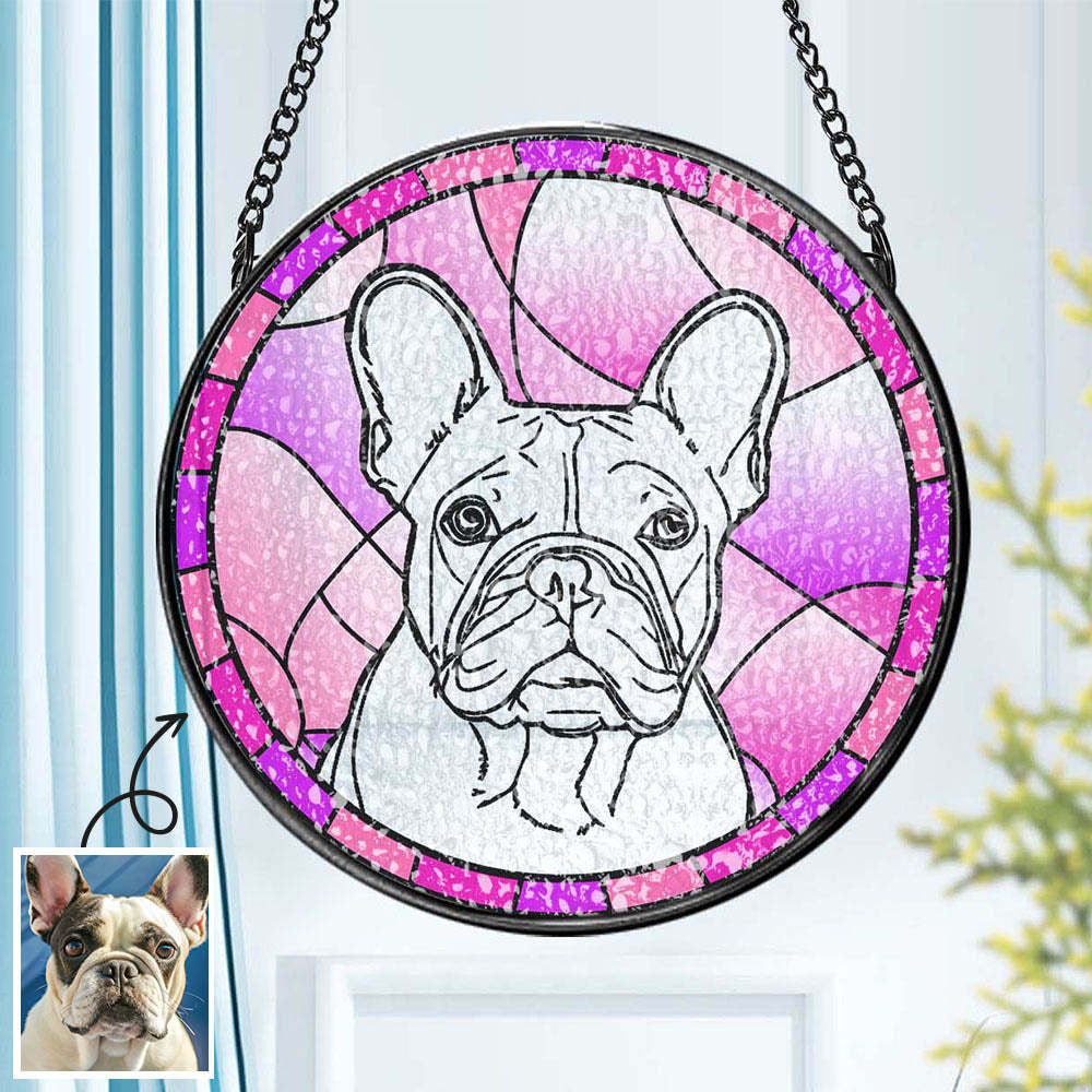 Personalized Pet Portrait Suncatcher Stained Glass Pet Ornament Remembrance Gifts for Pet Lovers - MyPhotoSocksAu