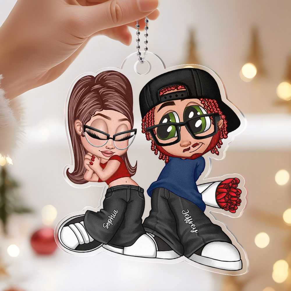 Custom Couple Personalized Acrylic Ornament Valentine Gift For Him For Her - MyPhotoSocksAu