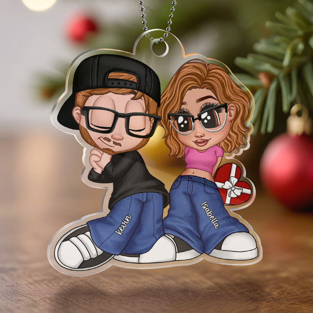 Custom Couple Personalized Acrylic Ornament Valentine Gift For Him For Her - MyPhotoSocksAu
