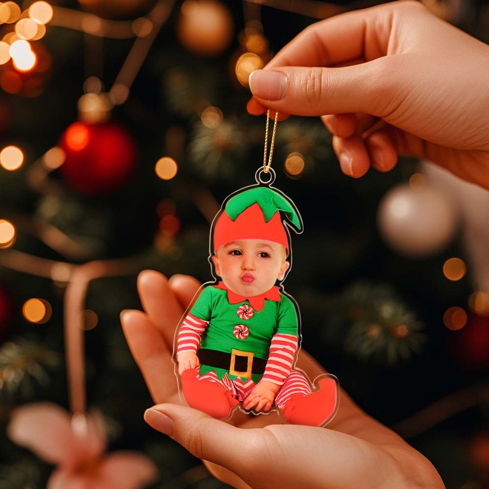 Personalized Photo Christmas Ornaments Acrylic Custom Baby Face Christmas Tree Ornaments Xmas Decoration Hanging Pendant Gifts