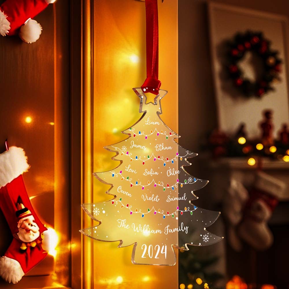 Personalized Christmas Tree Ornament with Family Names Acrylic Ornament for Christmas Gifts - MyPhotoSocksAu