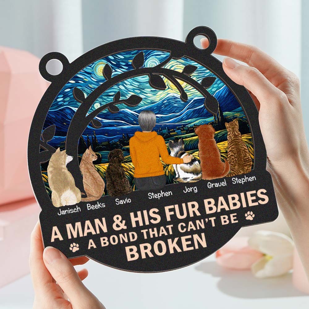 Flower Field A Girl And Her Dog Personalized Window Hanging Suncatcher Ornament Anniversary Gifts - MyPhotoSocksAu